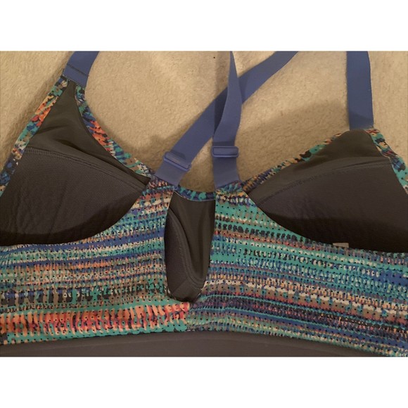 Victoria's Secret Victoria Sport Sports Bra Blue Stripe Racerback 34D Athletic - Picture 6 of 7